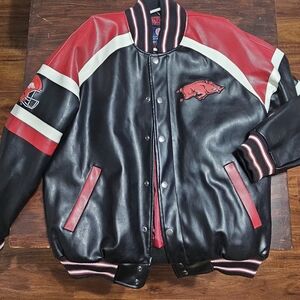 Arkansas Razorbacks Black and Red Varsity Jacket